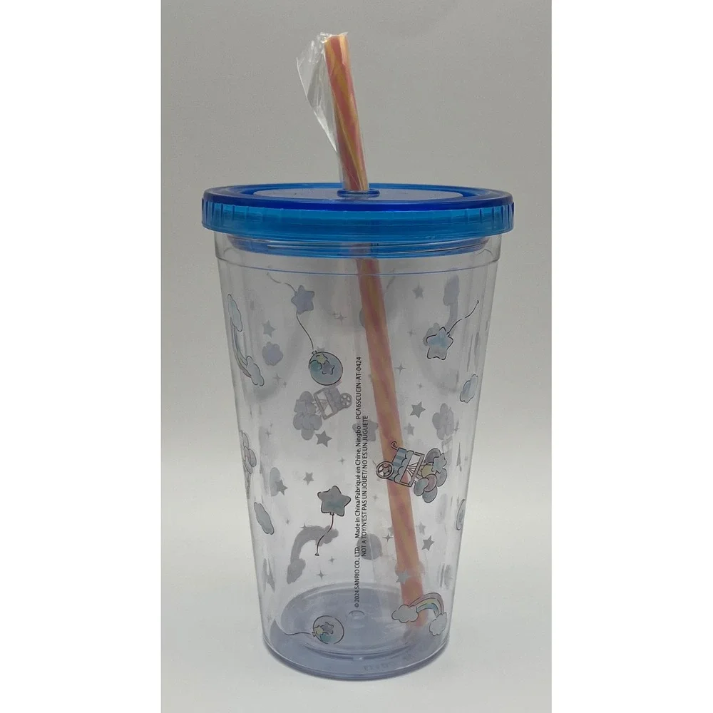 Sanrio Cinnamoroll Acrylic Cup 16oz Tumbler Blue Lid Rainbow Cloud PCA6SCUCIN